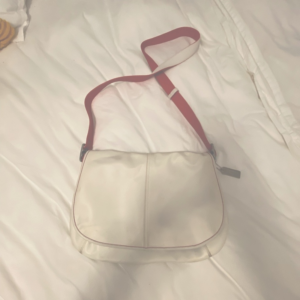 Coach Beige crossbody purse with orange trim